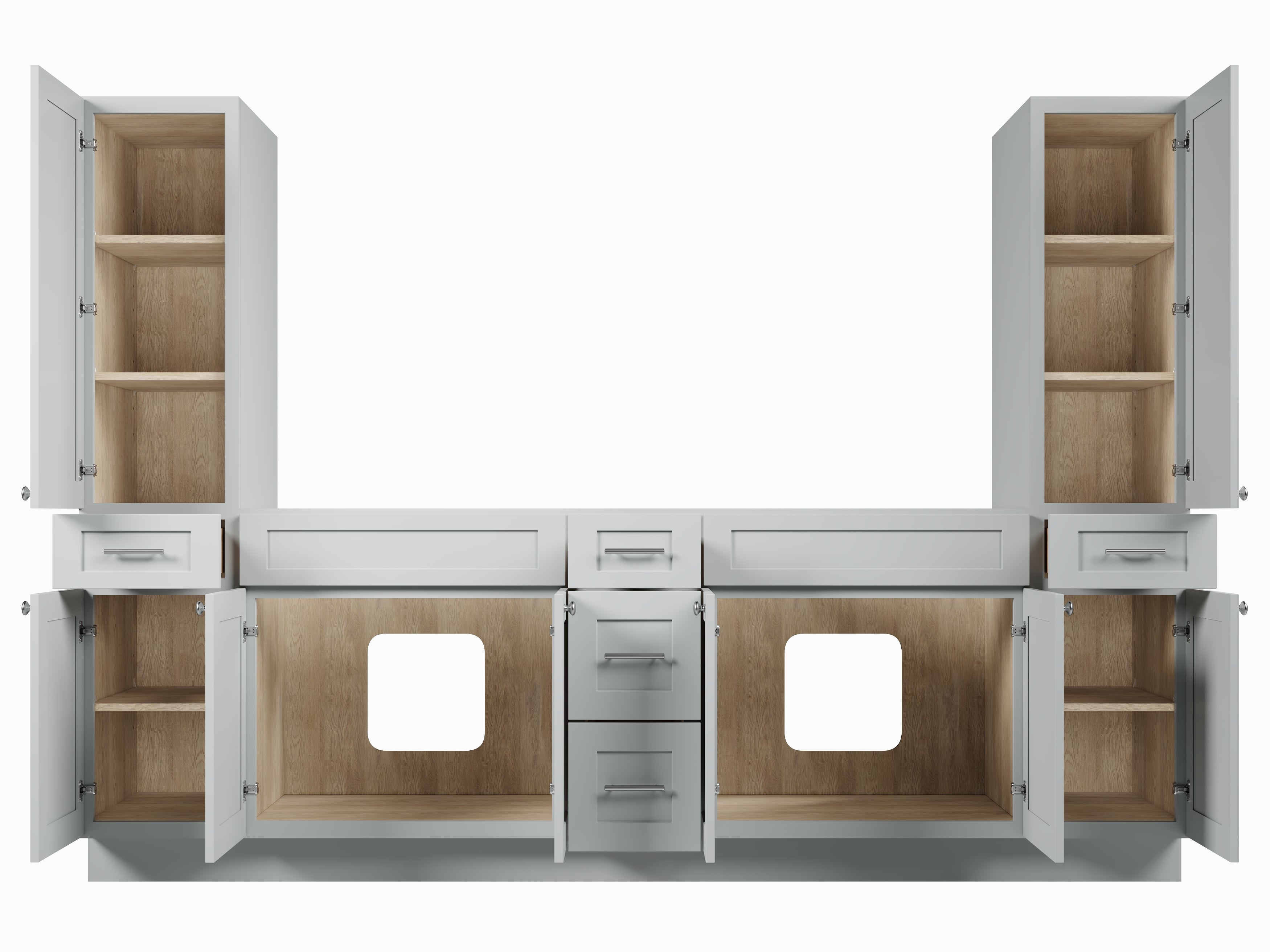 Disar 102'' Double Bathroom Vanity With Tall Linen Cabinet Dovetail Solid Wood Drawer Base Only
