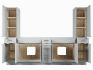 Disar 102'' Double Bathroom Vanity With Tall Linen Cabinet Dovetail Solid Wood Drawer Base Only