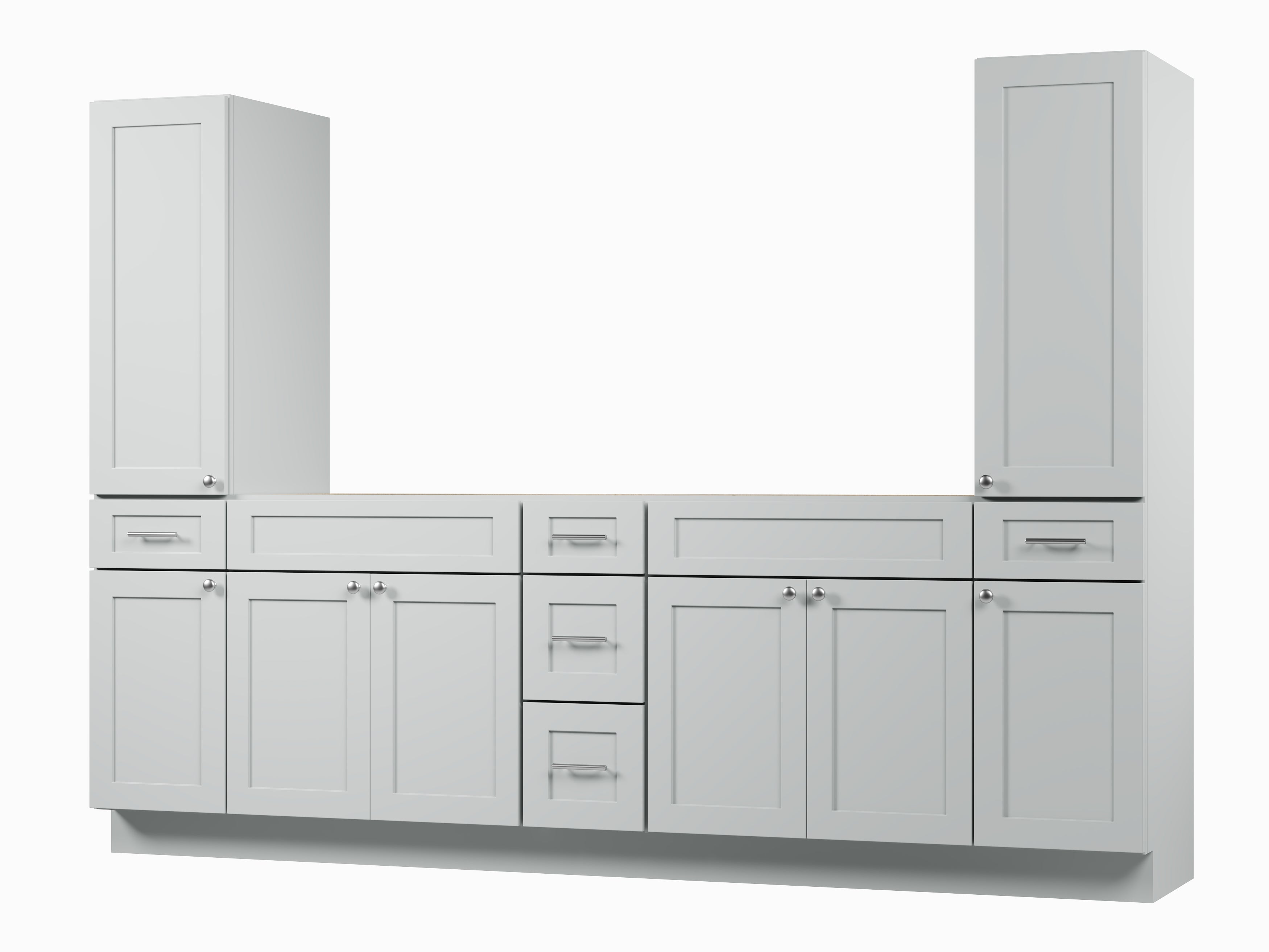 Disar 102'' Double Bathroom Vanity With Tall Linen Cabinet Dovetail Solid Wood Drawer Base Only