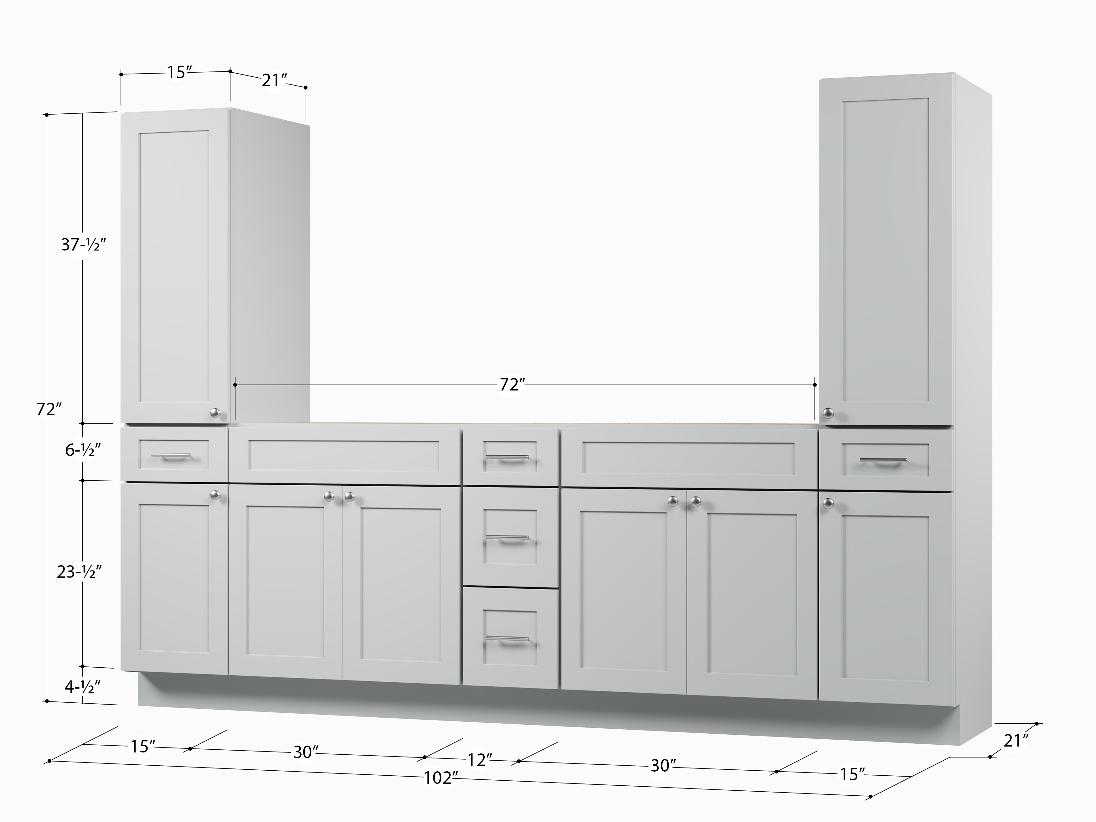 Disar 102'' Double Bathroom Vanity With Tall Linen Cabinet Dovetail Solid Wood Drawer Base Only