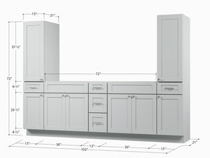 Disar 102'' Double Bathroom Vanity With Tall Linen Cabinet Dovetail Solid Wood Drawer Base Only