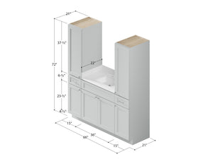 Disar 66'' Single Bathroom Vanity With Linen Tall Cabinet Shaker Dovetail Solid Wood Drawer Carrara Quartz Top
