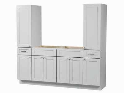 [color:Gray] 78'' Double Bathroom Vanity With Tall Linen Cabinet, Base Only - Gray finish view