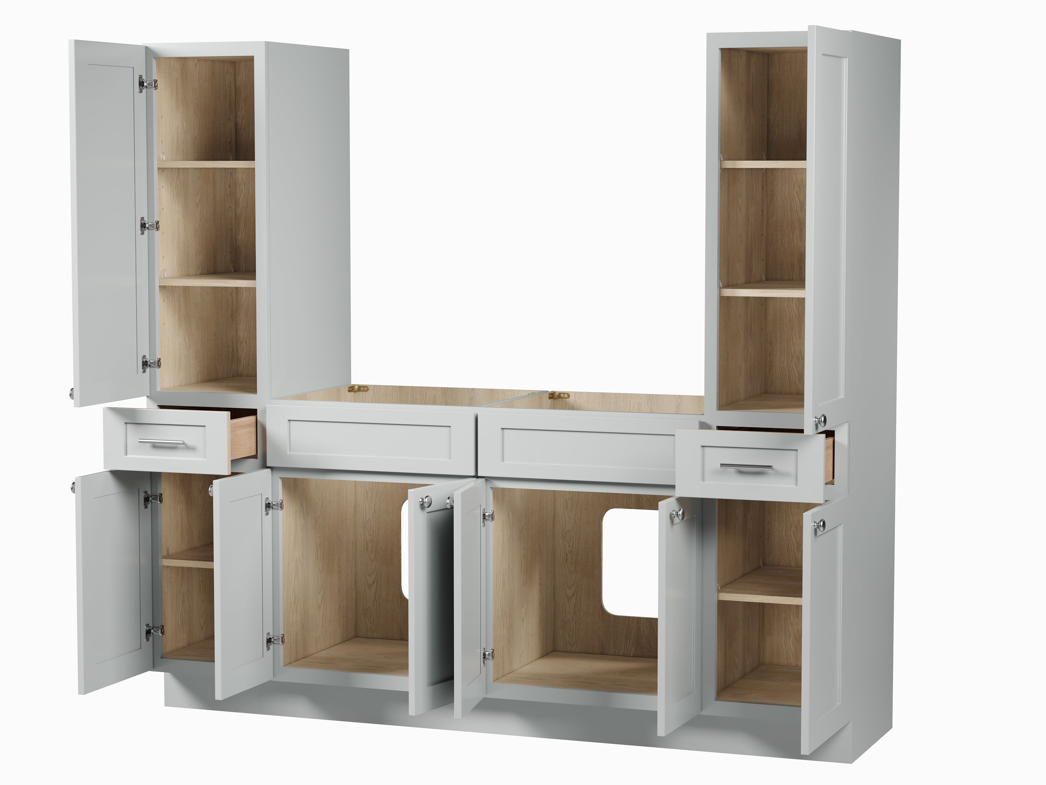 Disar 78'' Double Bathroom Vanity With Tall Linen Cabinet Dovetail Solid Wood Drawer Base Only