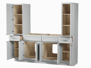 Disar 78'' Double Bathroom Vanity With Tall Linen Cabinet Dovetail Solid Wood Drawer Base Only