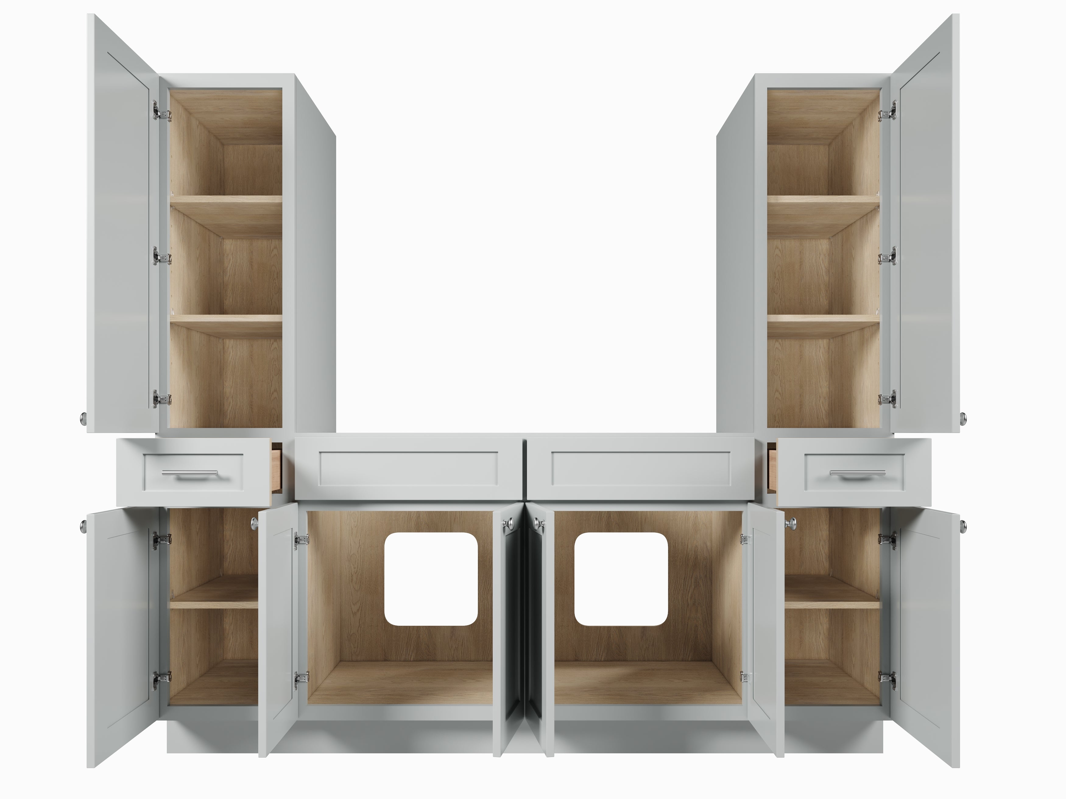 Disar 78'' Double Bathroom Vanity With Tall Linen Cabinet Dovetail Solid Wood Drawer Base Only