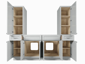 Disar 78'' Double Bathroom Vanity With Tall Linen Cabinet Dovetail Solid Wood Drawer Base Only