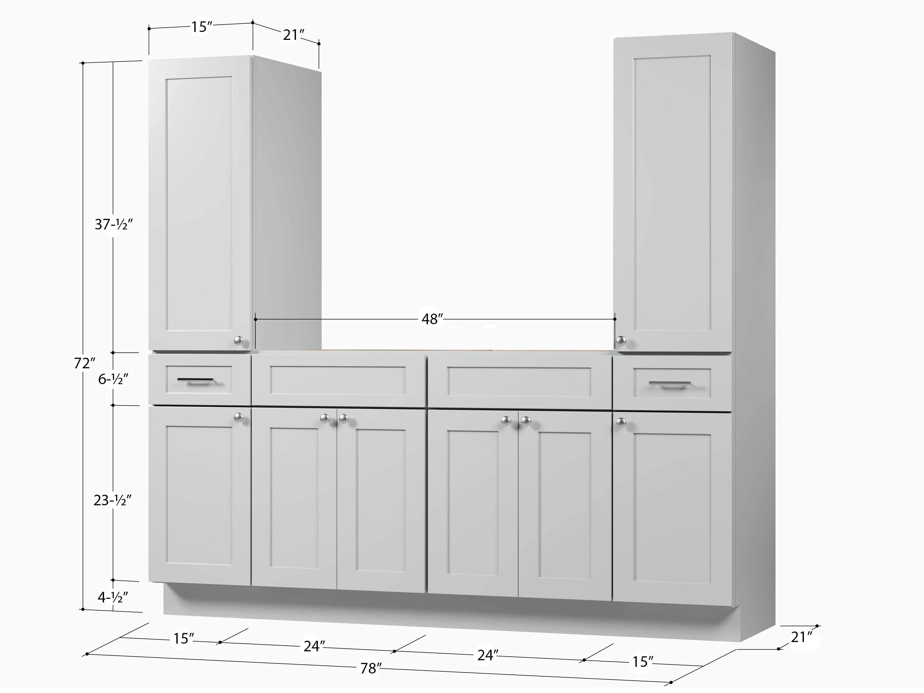 Disar 78'' Double Bathroom Vanity With Tall Linen Cabinet Dovetail Solid Wood Drawer Base Only