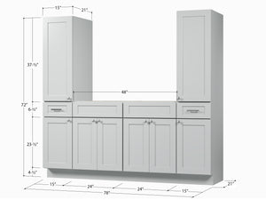 Disar 78'' Double Bathroom Vanity With Tall Linen Cabinet Dovetail Solid Wood Drawer Base Only