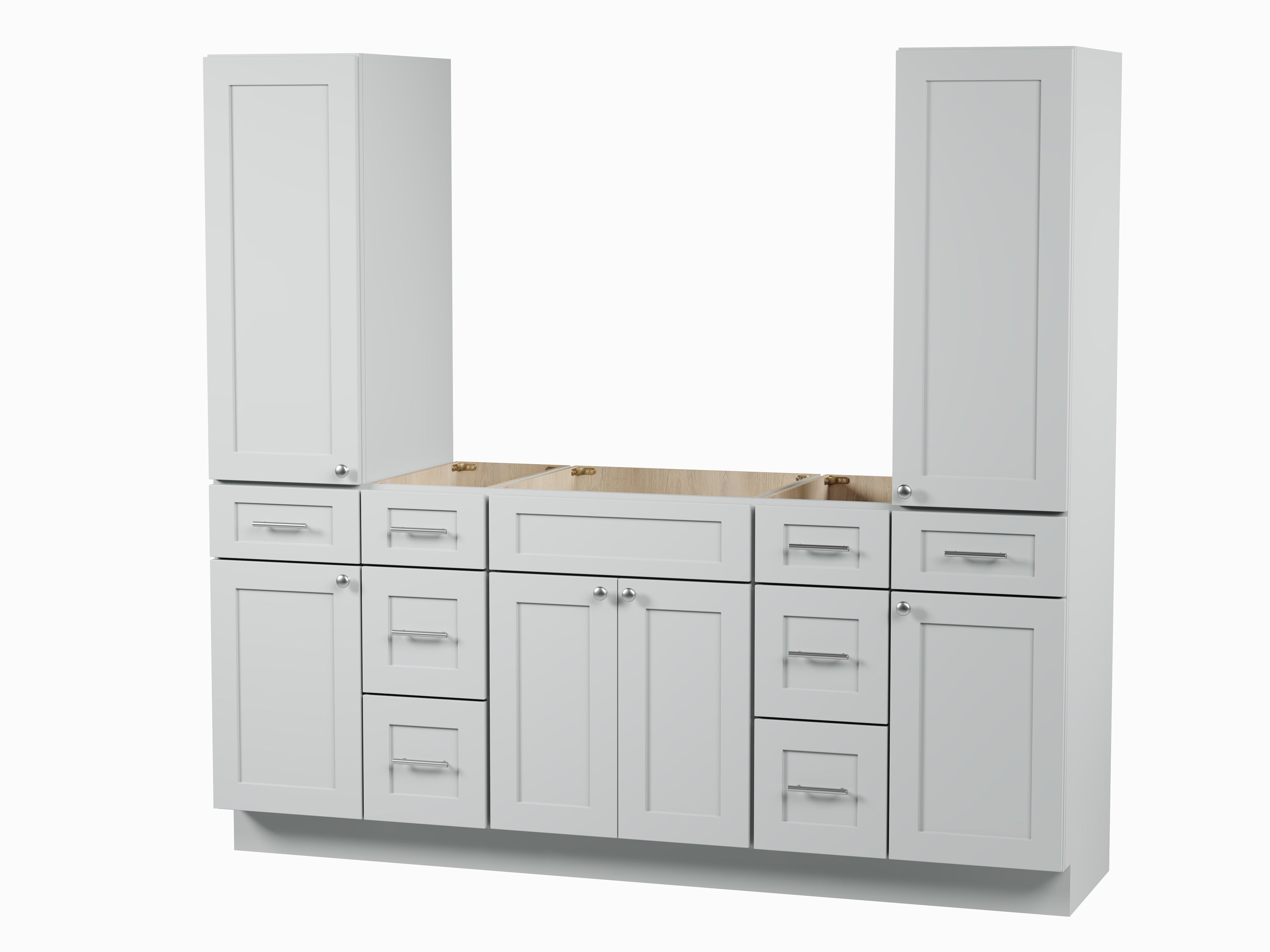 Disar 78'' Single Bathroom Vanity With Tall Linen Cabinet Dovetail Solid Wood Drawer Base Only