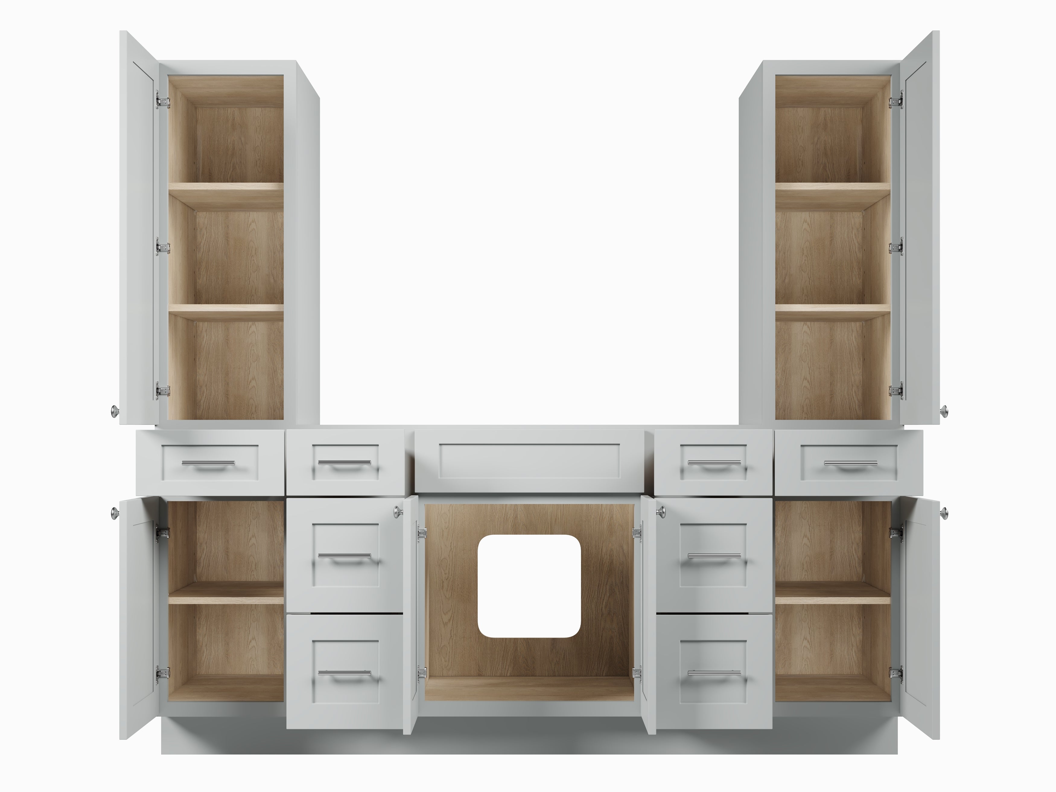 Disar 78'' Single Bathroom Vanity With Tall Linen Cabinet Dovetail Solid Wood Drawer Base Only