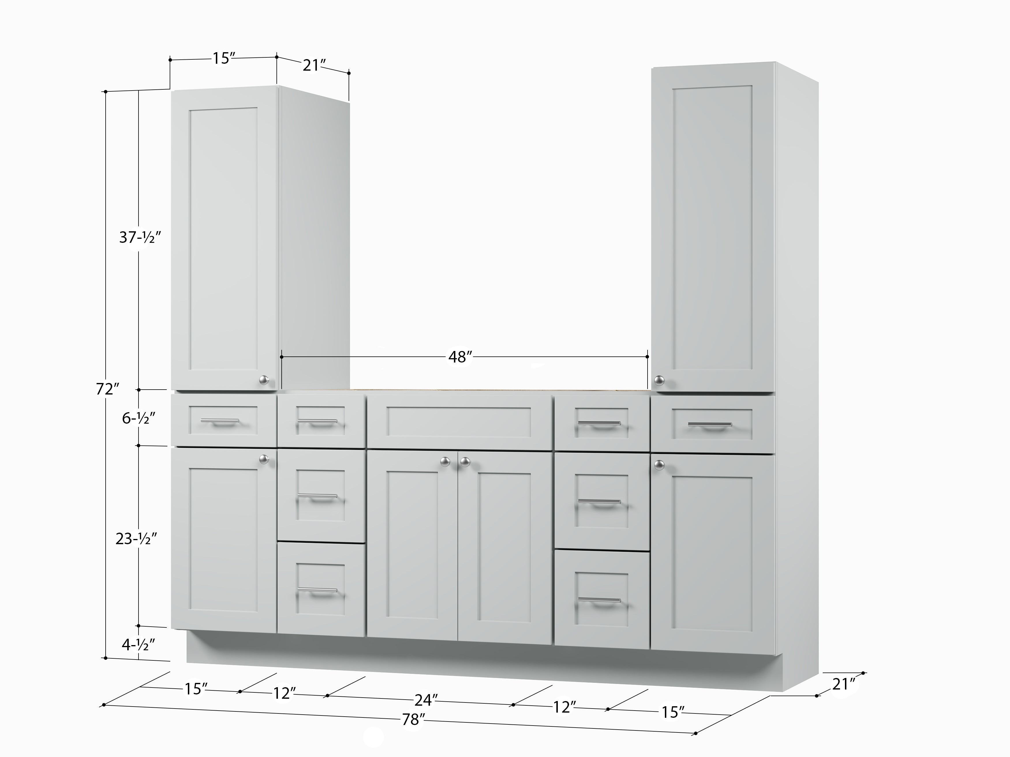 Disar 78'' Single Bathroom Vanity With Tall Linen Cabinet Dovetail Solid Wood Drawer Base Only