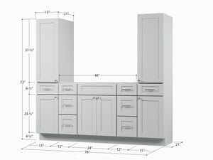 Disar 78'' Single Bathroom Vanity With Tall Linen Cabinet Dovetail Solid Wood Drawer Base Only