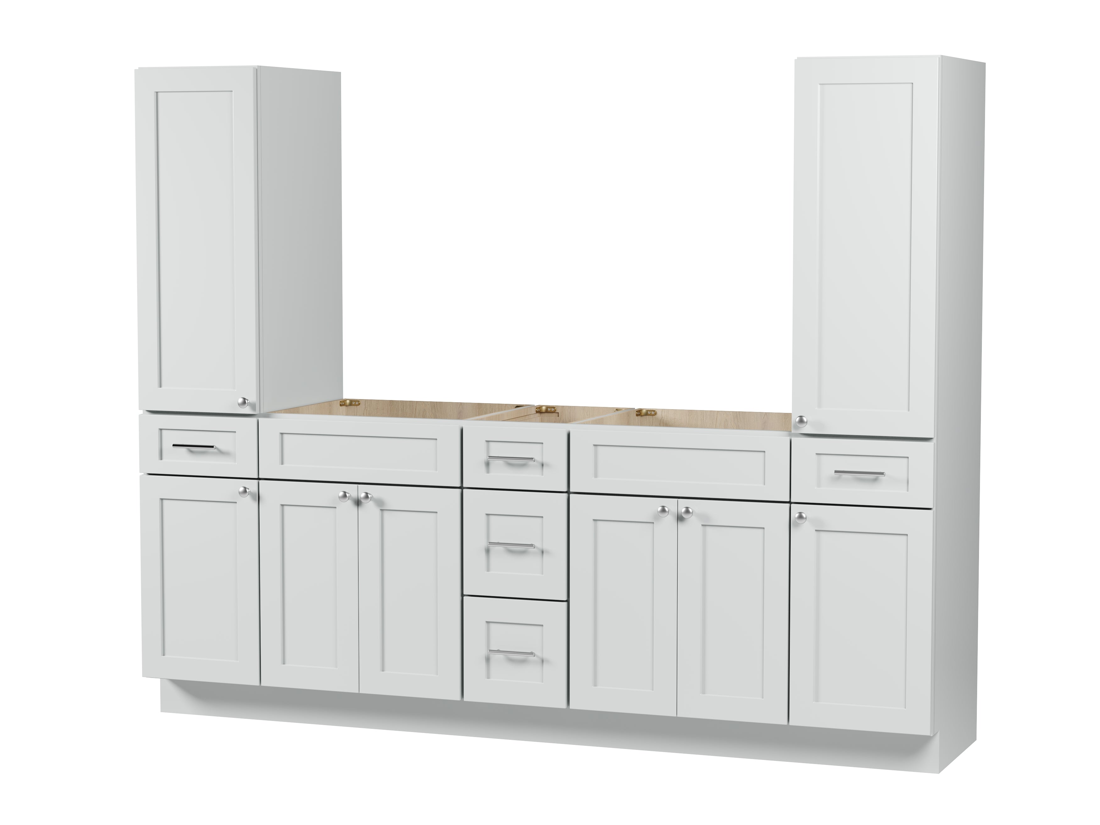 Disar 90'' Double Bathroom Vanity With Tall Linen Cabinet Dovetail Solid Wood Drawer Base Only
