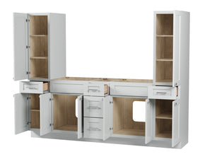 Disar 90'' Double Bathroom Vanity With Tall Linen Cabinet Dovetail Solid Wood Drawer Base Only