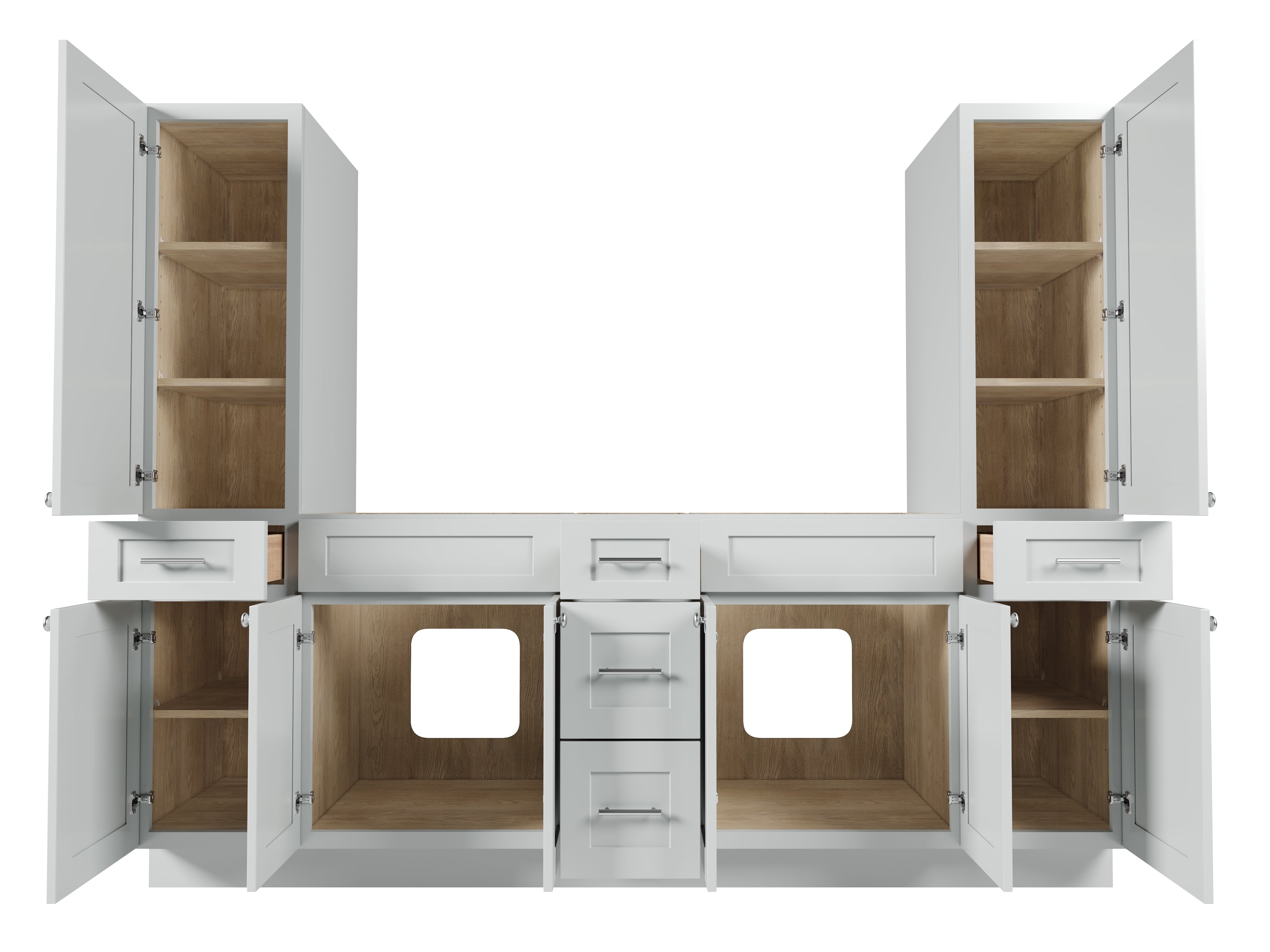 Disar 90'' Double Bathroom Vanity With Tall Linen Cabinet Dovetail Solid Wood Drawer Base Only