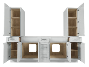 Disar 90'' Double Bathroom Vanity With Tall Linen Cabinet Dovetail Solid Wood Drawer Base Only