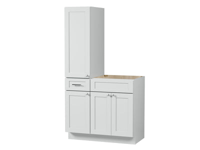 [color:Gray] 39'' Single Bathroom Vanity With Left Tall Linen Cabinet, Base Only - Gray finish view