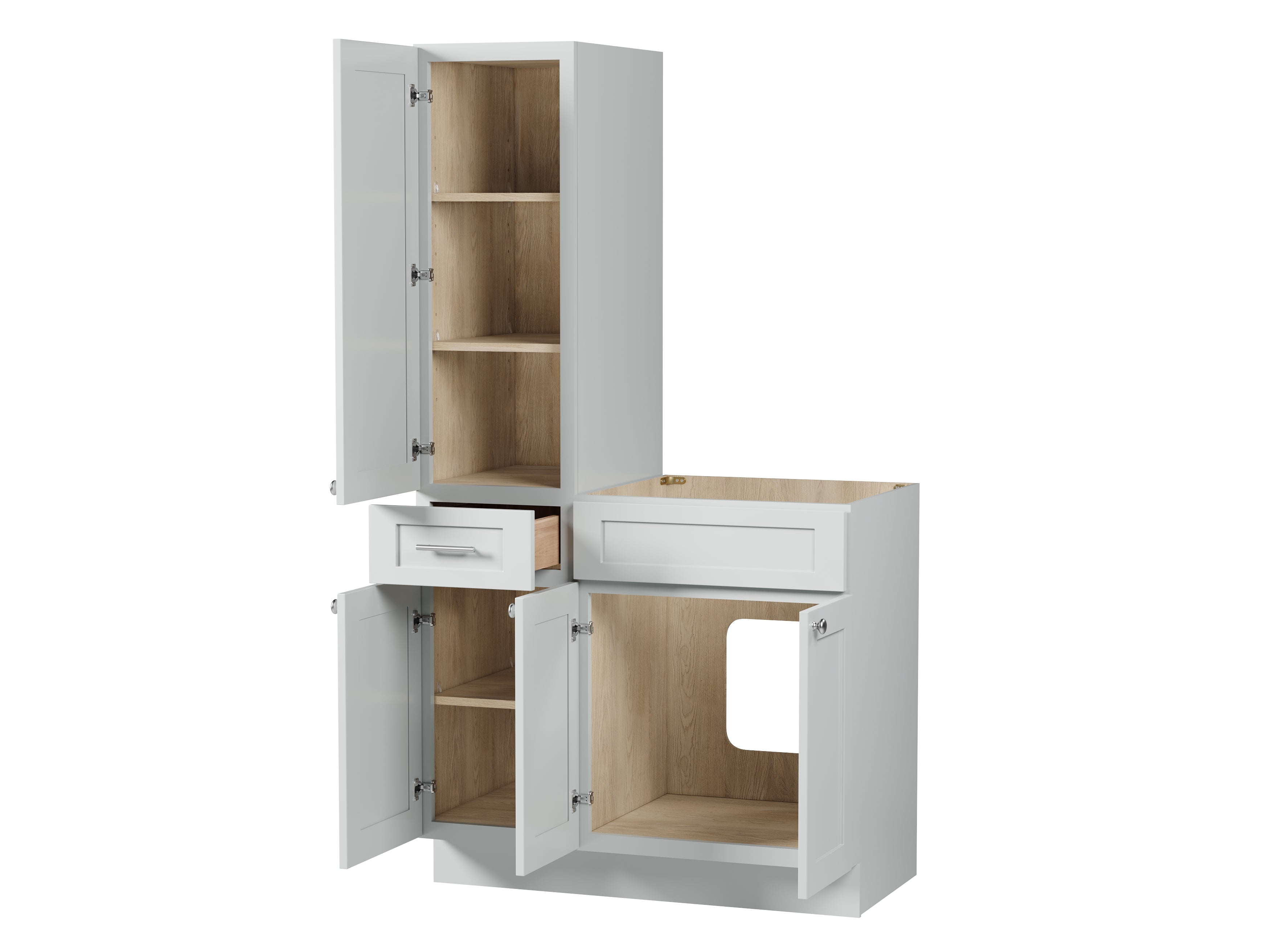 Disar 39'' Single Bathroom Vanity With Left Tall Linen Cabinet Dovetail Solid Wood Drawer Base Only