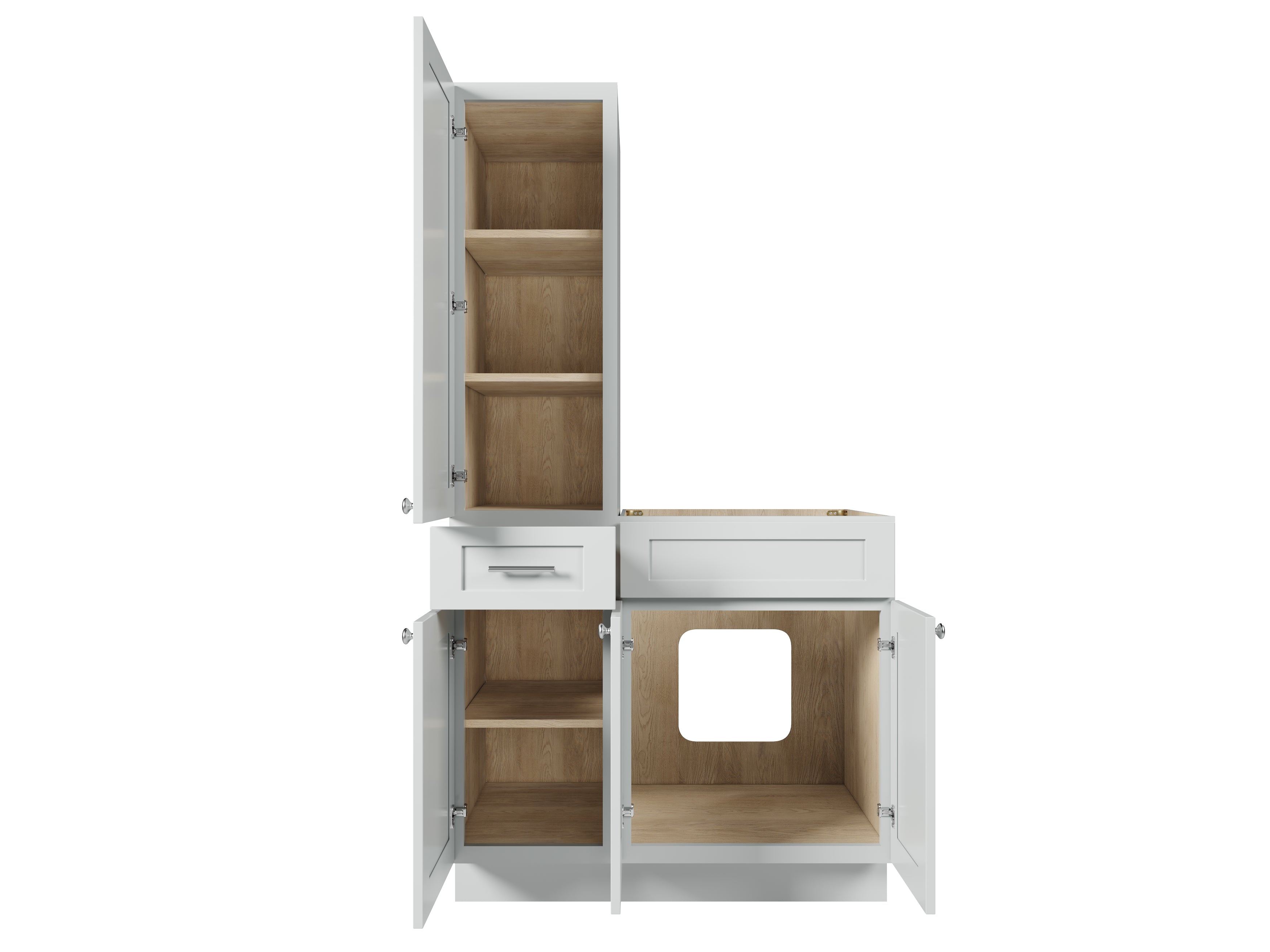 Disar 39'' Single Bathroom Vanity With Left Tall Linen Cabinet Dovetail Solid Wood Drawer Base Only
