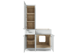 Disar 39'' Single Bathroom Vanity With Left Tall Linen Cabinet Dovetail Solid Wood Drawer Base Only