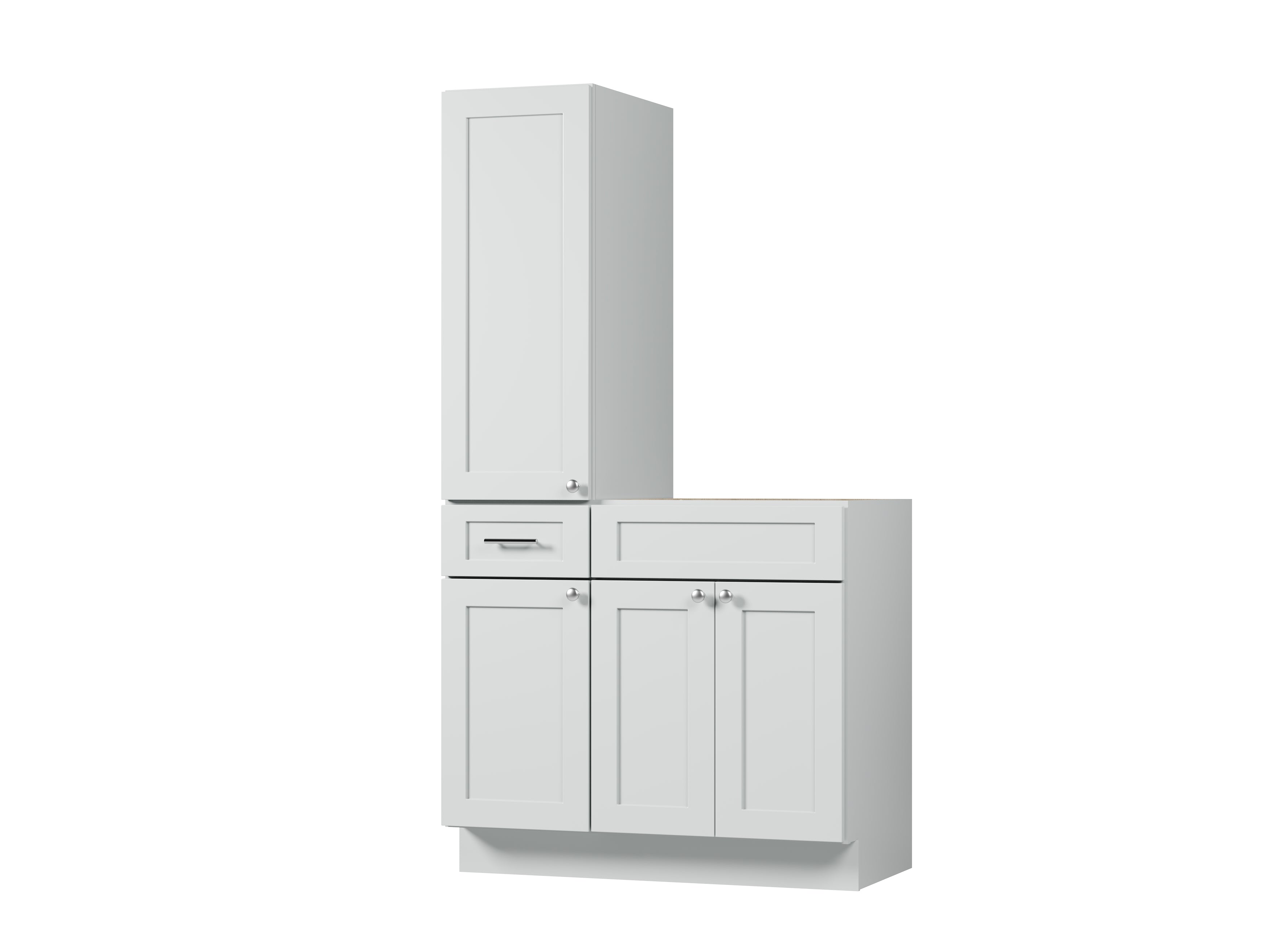 Disar 39'' Single Bathroom Vanity With Left Tall Linen Cabinet Dovetail Solid Wood Drawer Base Only