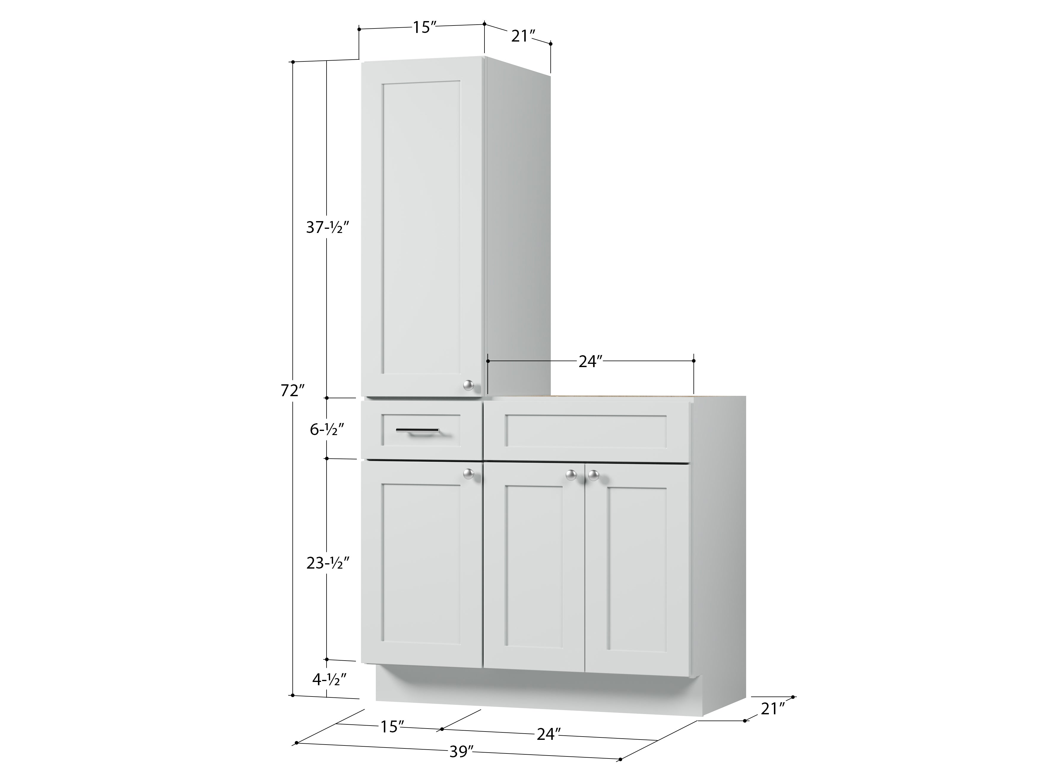 Disar 39'' Single Bathroom Vanity With Left Tall Linen Cabinet Dovetail Solid Wood Drawer Base Only