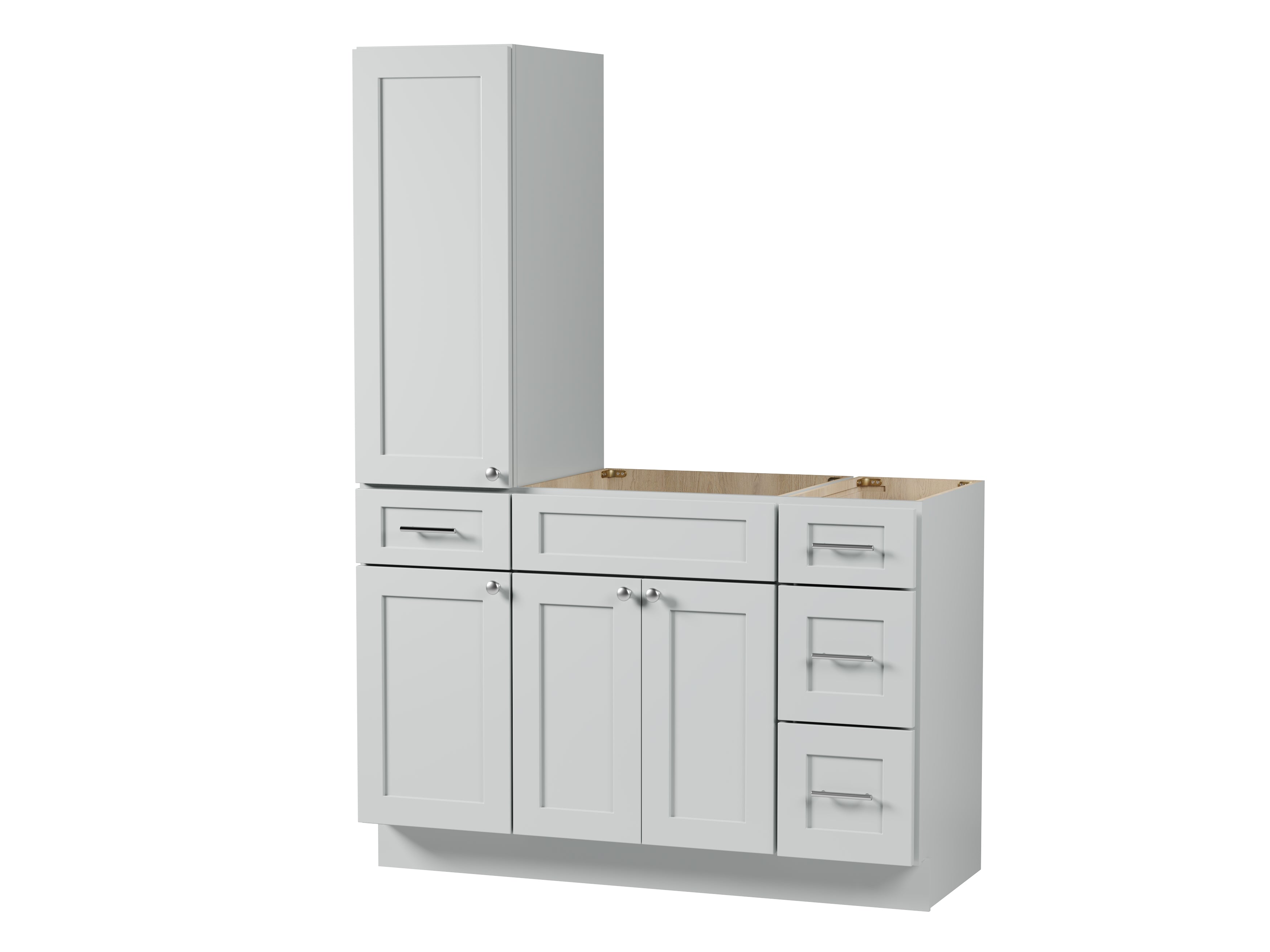 Disar 51'' Single Bathroom Vanity With Left Tall Linen Cabinet Dovetail Solid Wood Drawer Base Only