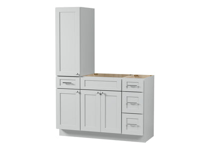 [color:Gray] 51'' Single Bathroom Vanity With Left Tall Linen Cabinet, Base Only - Gray finish view