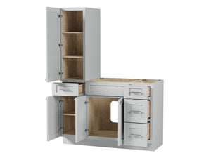 Disar 51'' Single Bathroom Vanity With Left Tall Linen Cabinet Dovetail Solid Wood Drawer Base Only