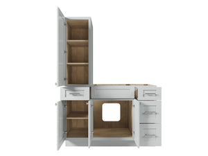 Disar 51'' Single Bathroom Vanity With Left Tall Linen Cabinet Dovetail Solid Wood Drawer Base Only