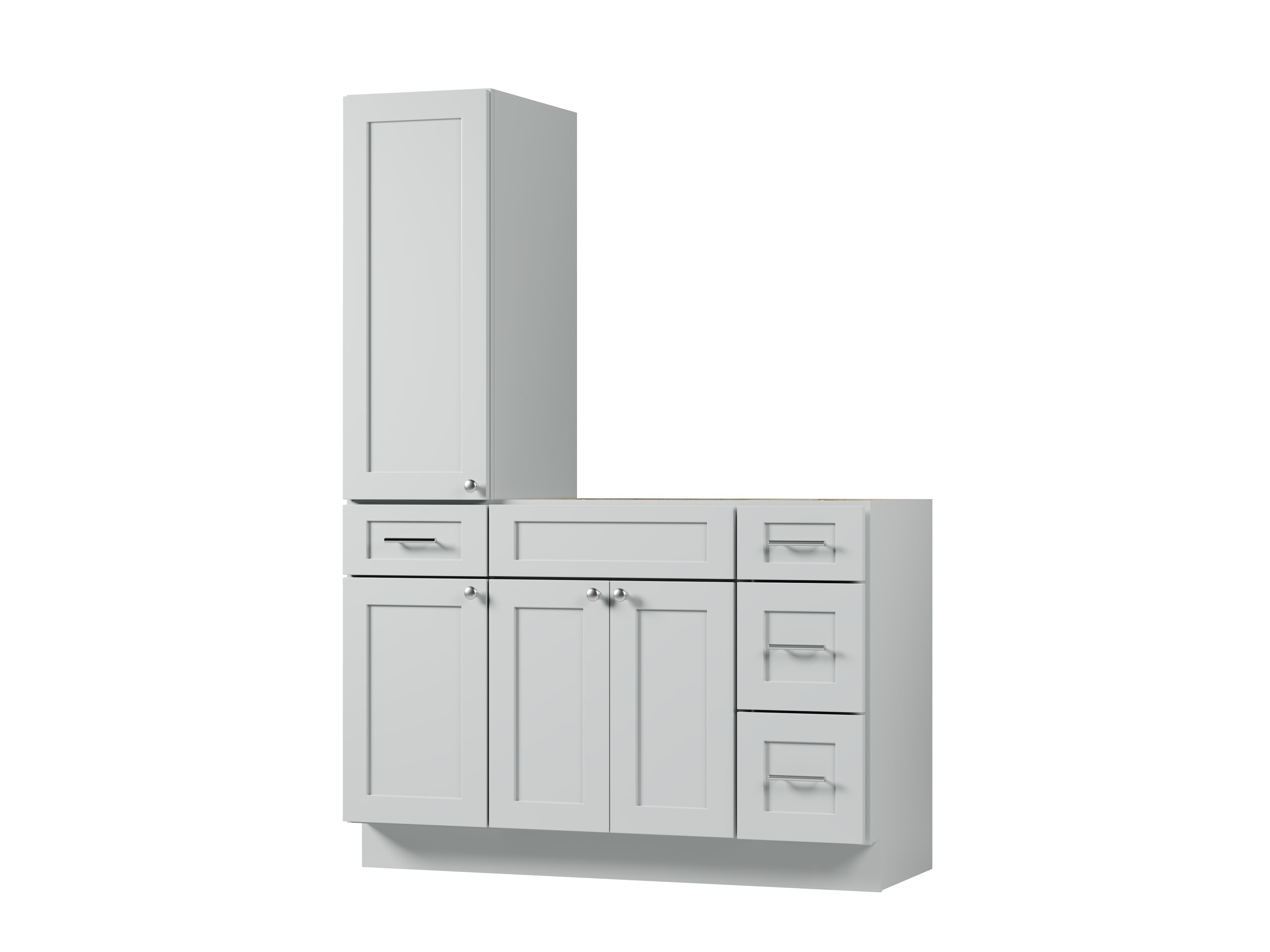 Disar 51'' Single Bathroom Vanity With Left Tall Linen Cabinet Dovetail Solid Wood Drawer Base Only