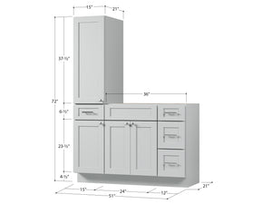 Disar 51'' Single Bathroom Vanity With Left Tall Linen Cabinet Dovetail Solid Wood Drawer Base Only