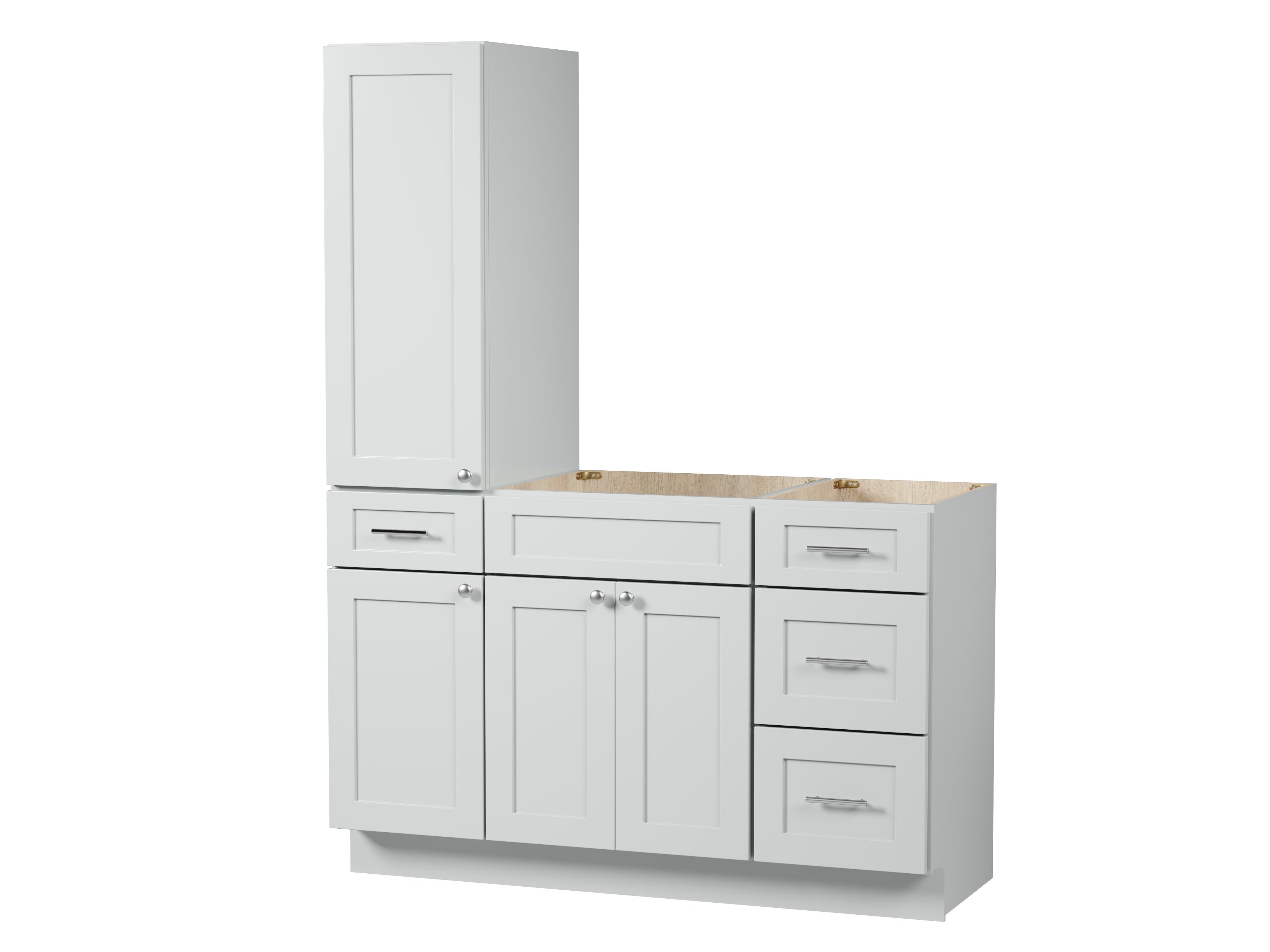 Disar 54'' Single Bathroom Vanity With Left Tall Linen Cabinet Dovetail Solid Wood Drawer Base Only