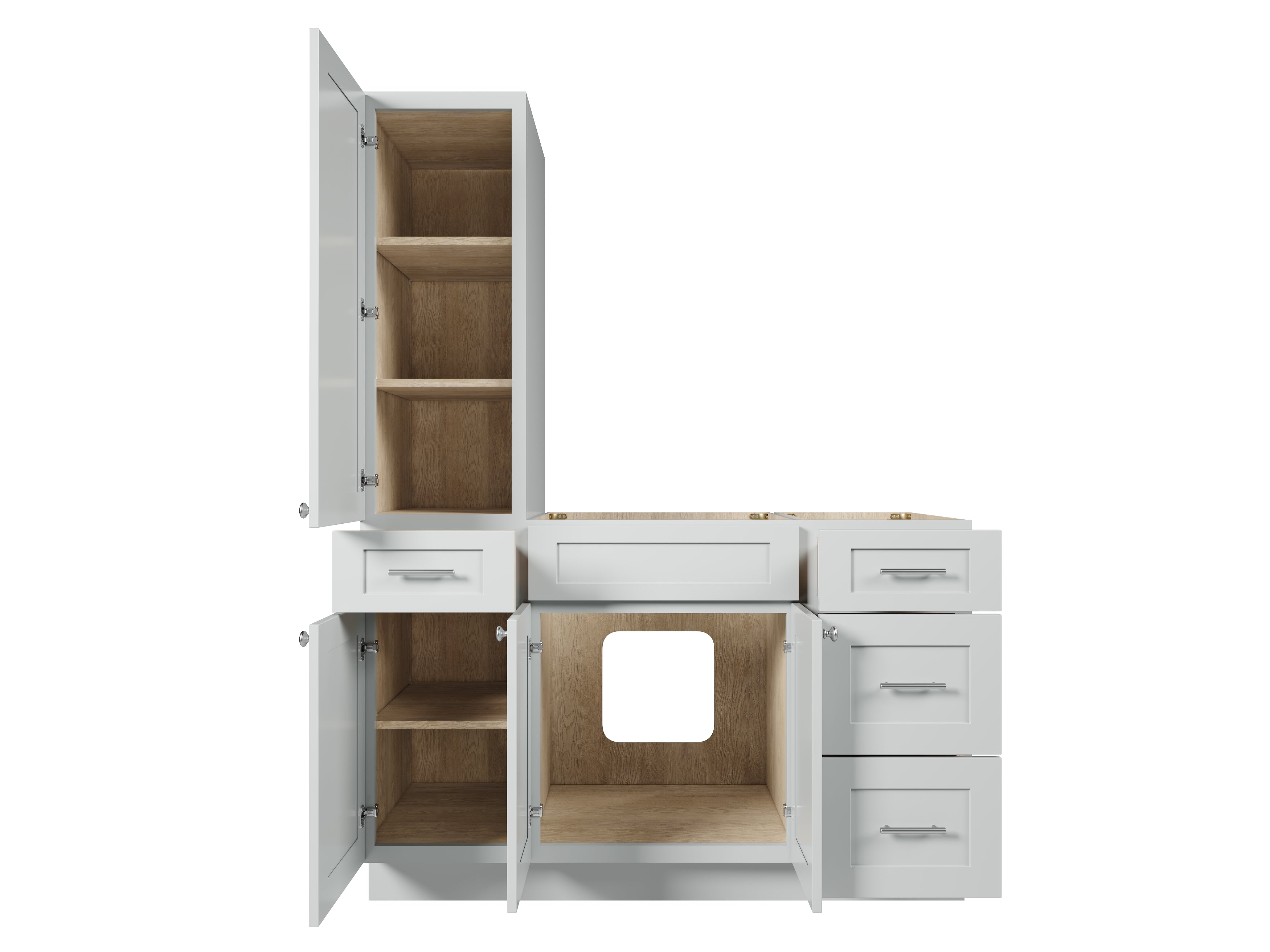 Disar 54'' Single Bathroom Vanity With Left Tall Linen Cabinet Dovetail Solid Wood Drawer Base Only