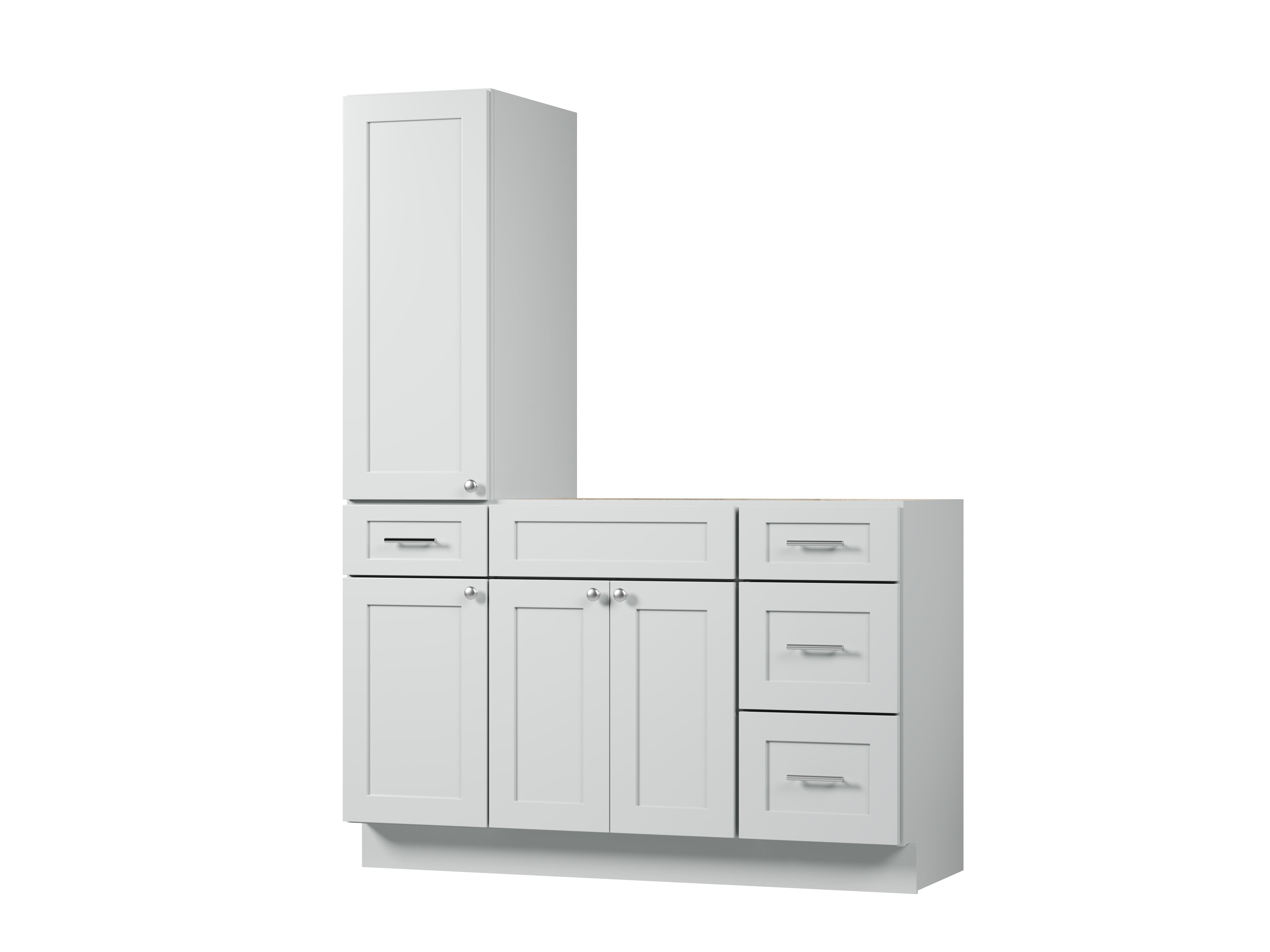 Disar 54'' Single Bathroom Vanity With Left Tall Linen Cabinet Dovetail Solid Wood Drawer Base Only