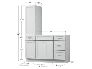 Disar 54'' Single Bathroom Vanity With Left Tall Linen Cabinet Dovetail Solid Wood Drawer Base Only