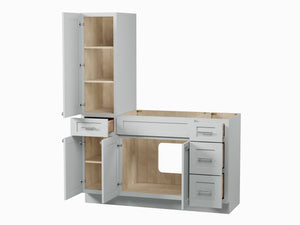 Disar 57'' Single Bathroom Vanity With Left Tall Linen Cabinet Dovetail Solid Wood Drawer Base Only