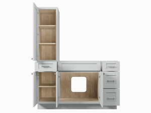 Disar 57'' Single Bathroom Vanity With Left Tall Linen Cabinet Dovetail Solid Wood Drawer Base Only