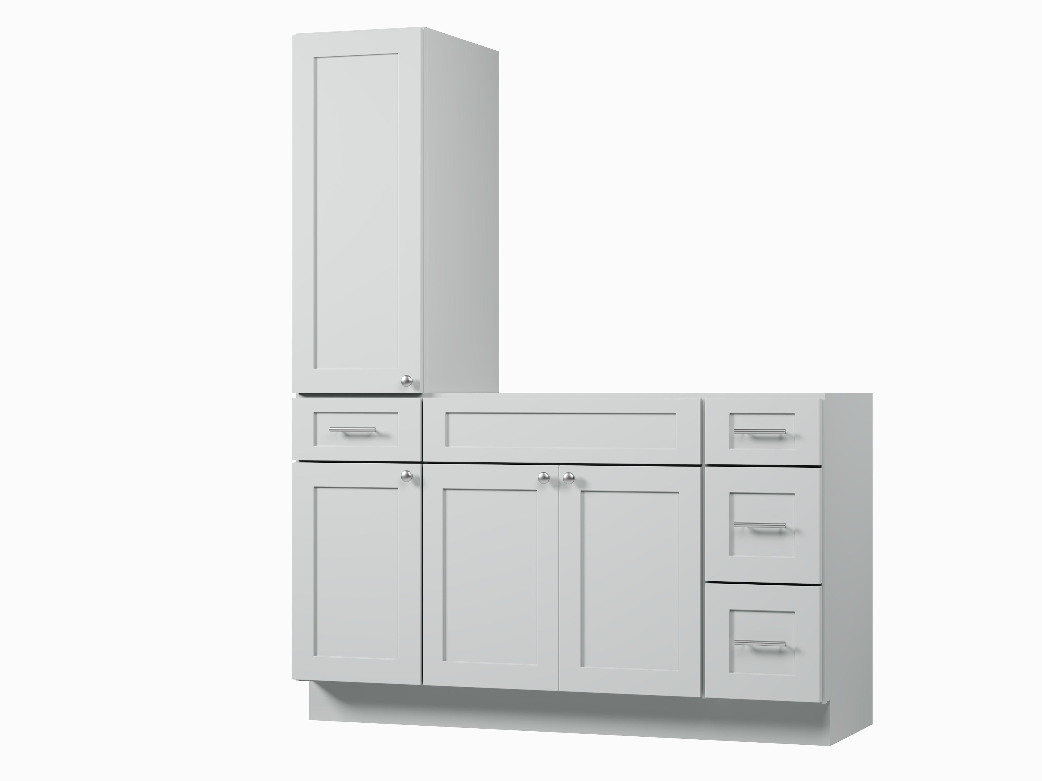 Disar 57'' Single Bathroom Vanity With Left Tall Linen Cabinet Dovetail Solid Wood Drawer Base Only