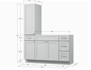 Disar 57'' Single Bathroom Vanity With Left Tall Linen Cabinet Dovetail Solid Wood Drawer Base Only
