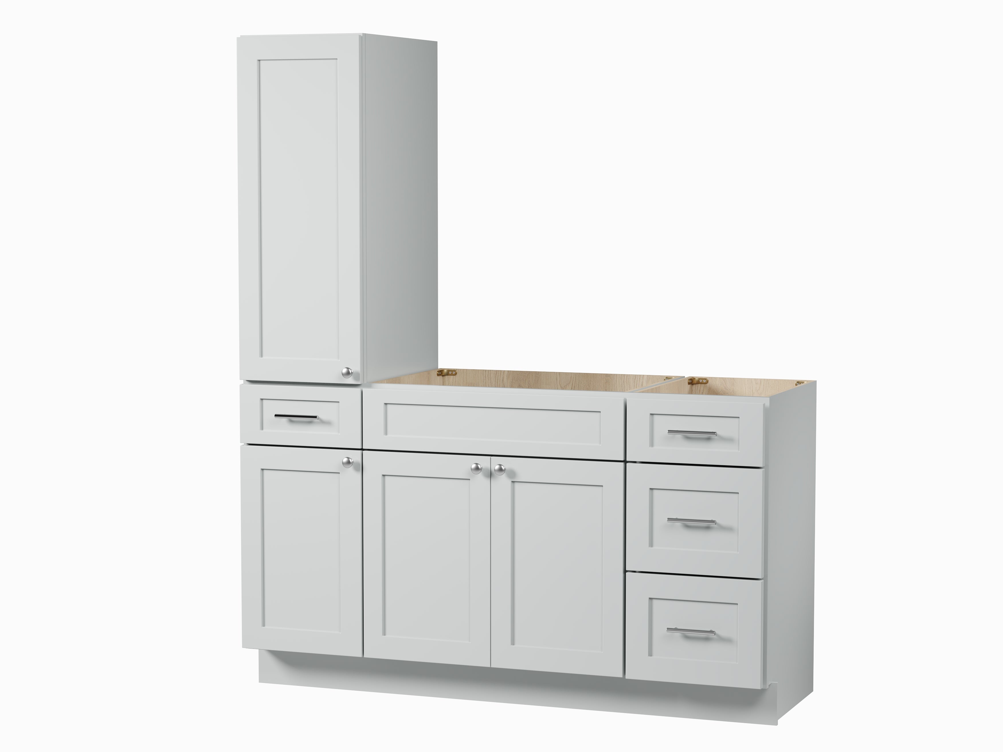 Disar 60'' Single Bathroom Vanity With Left Tall Linen Cabinet Dovetail Solid Wood Drawer Base Only