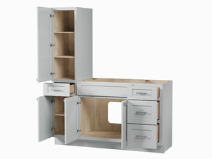 Disar 60'' Single Bathroom Vanity With Left Tall Linen Cabinet Dovetail Solid Wood Drawer Base Only