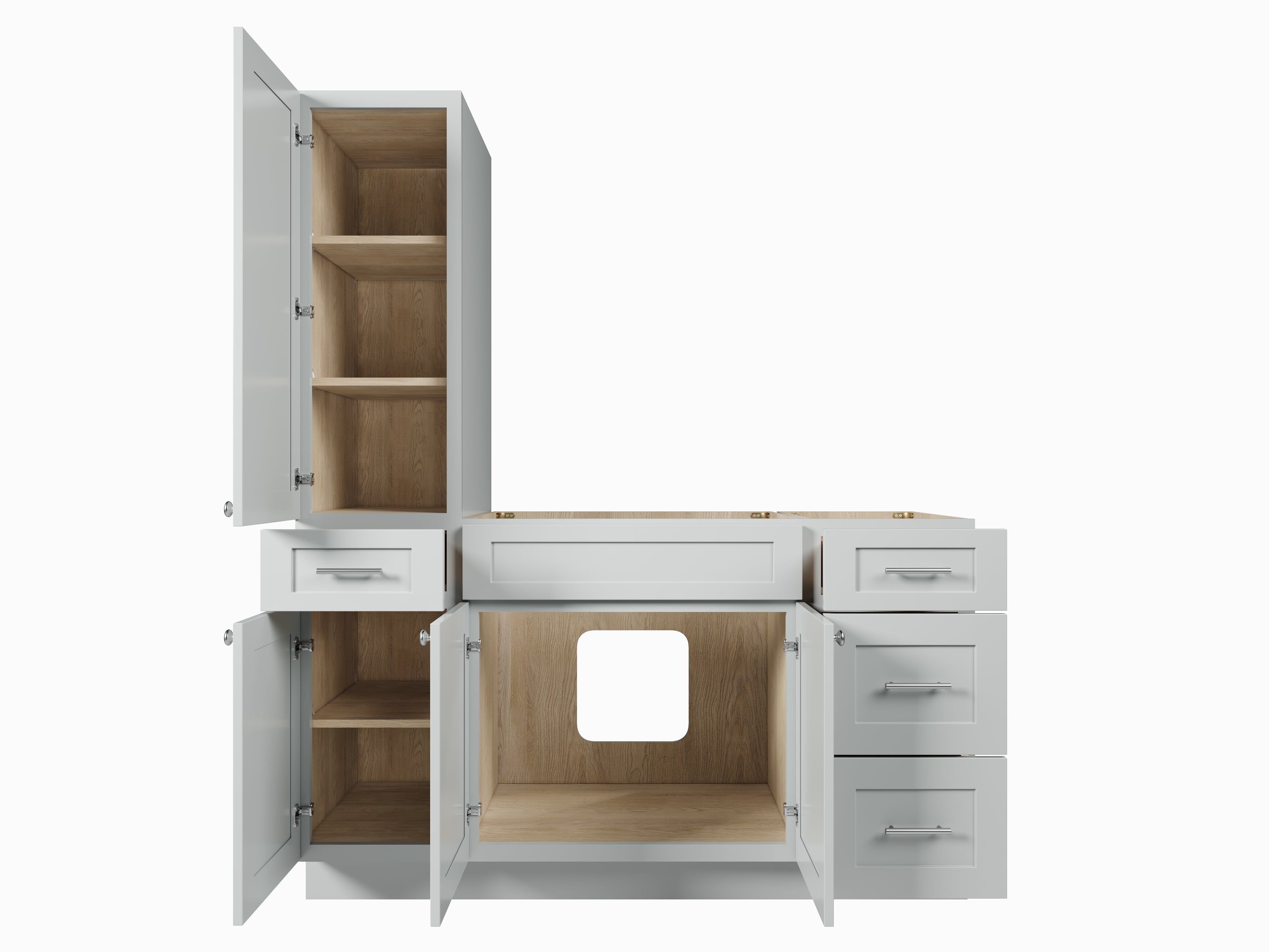Disar 60'' Single Bathroom Vanity With Left Tall Linen Cabinet Dovetail Solid Wood Drawer Base Only