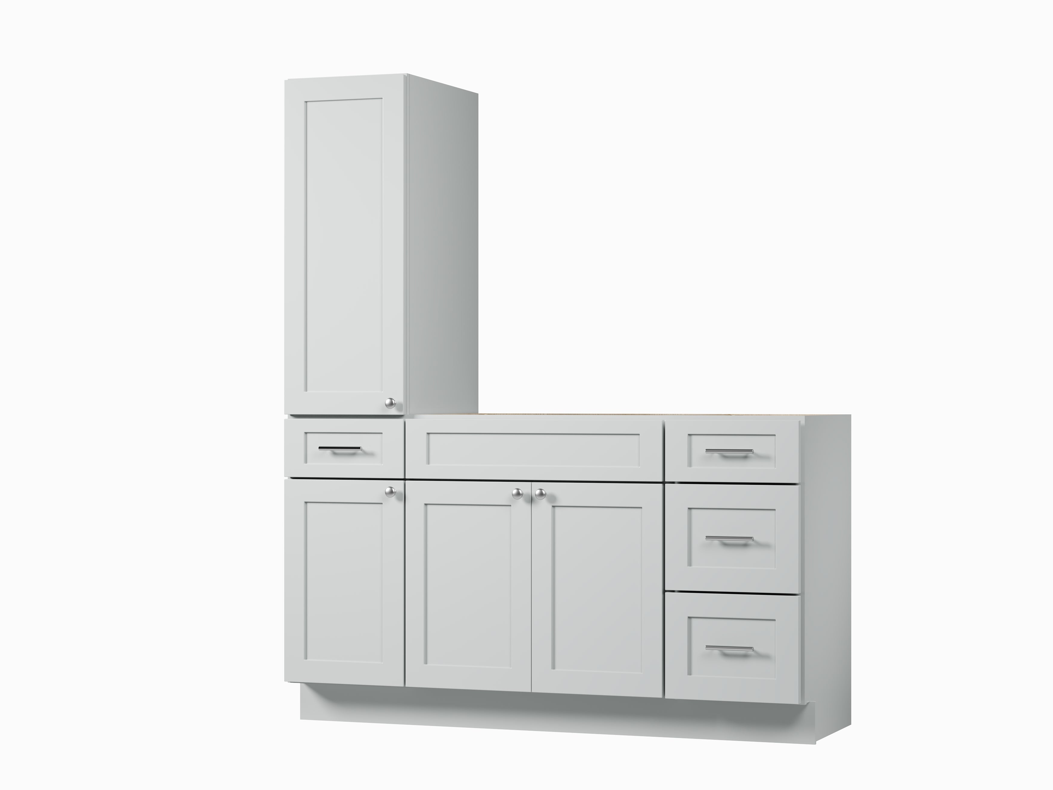 Disar 60'' Single Bathroom Vanity With Left Tall Linen Cabinet Dovetail Solid Wood Drawer Base Only