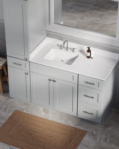 Disar 60' Single Bathroom Vanity With Left Linen Tall Cabinet Dovetail Solid Wood Drawer Carrara Quartz Top