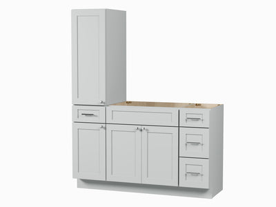 [color:Gray] 63'' Single Bathroom Vanity With Left Tall Linen Cabinet, Base Only - Gray finish view