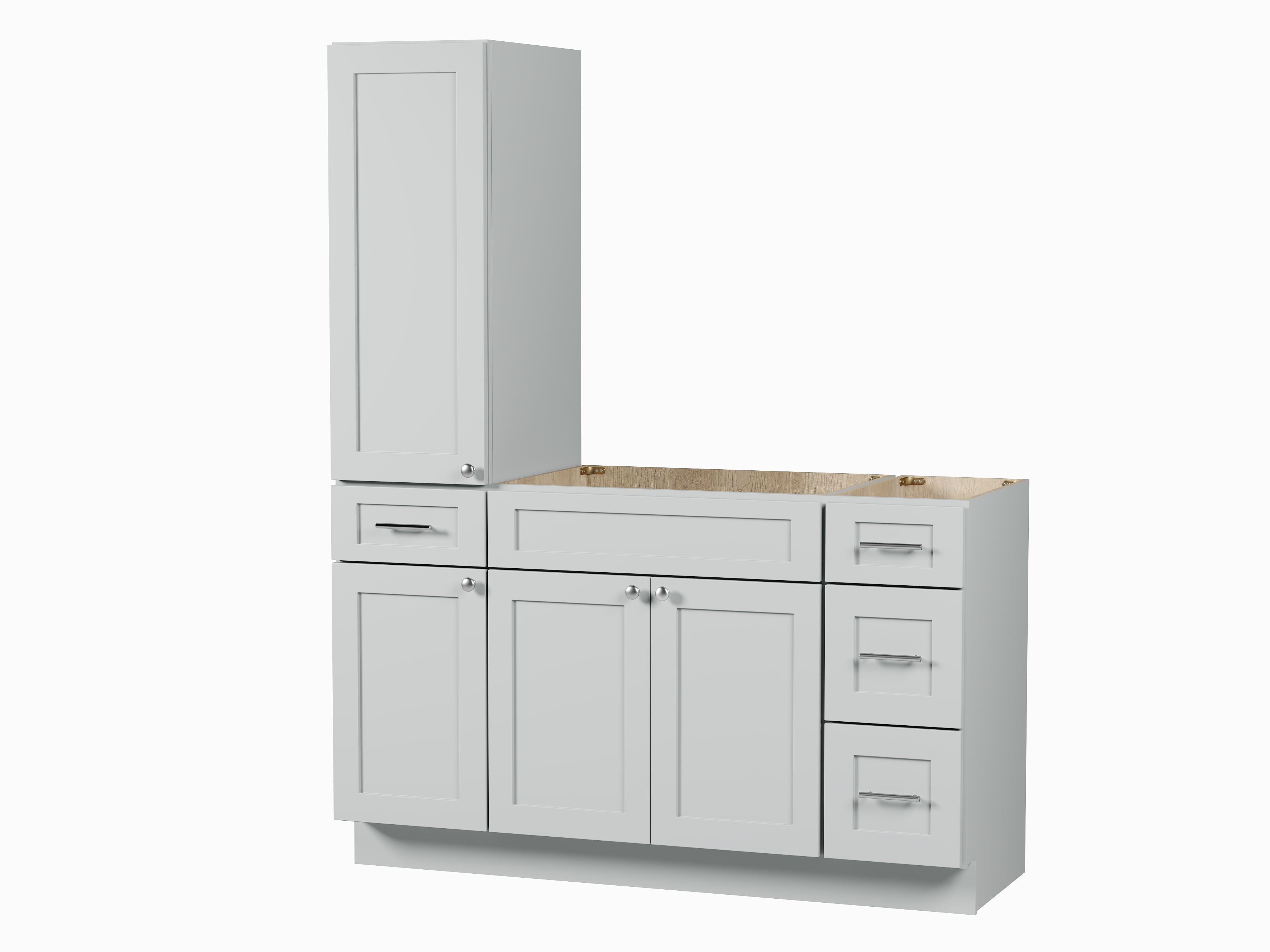 Disar 63'' Single Bathroom Vanity With Left Tall Linen Cabinet Dovetail Solid Wood Drawer Base Only