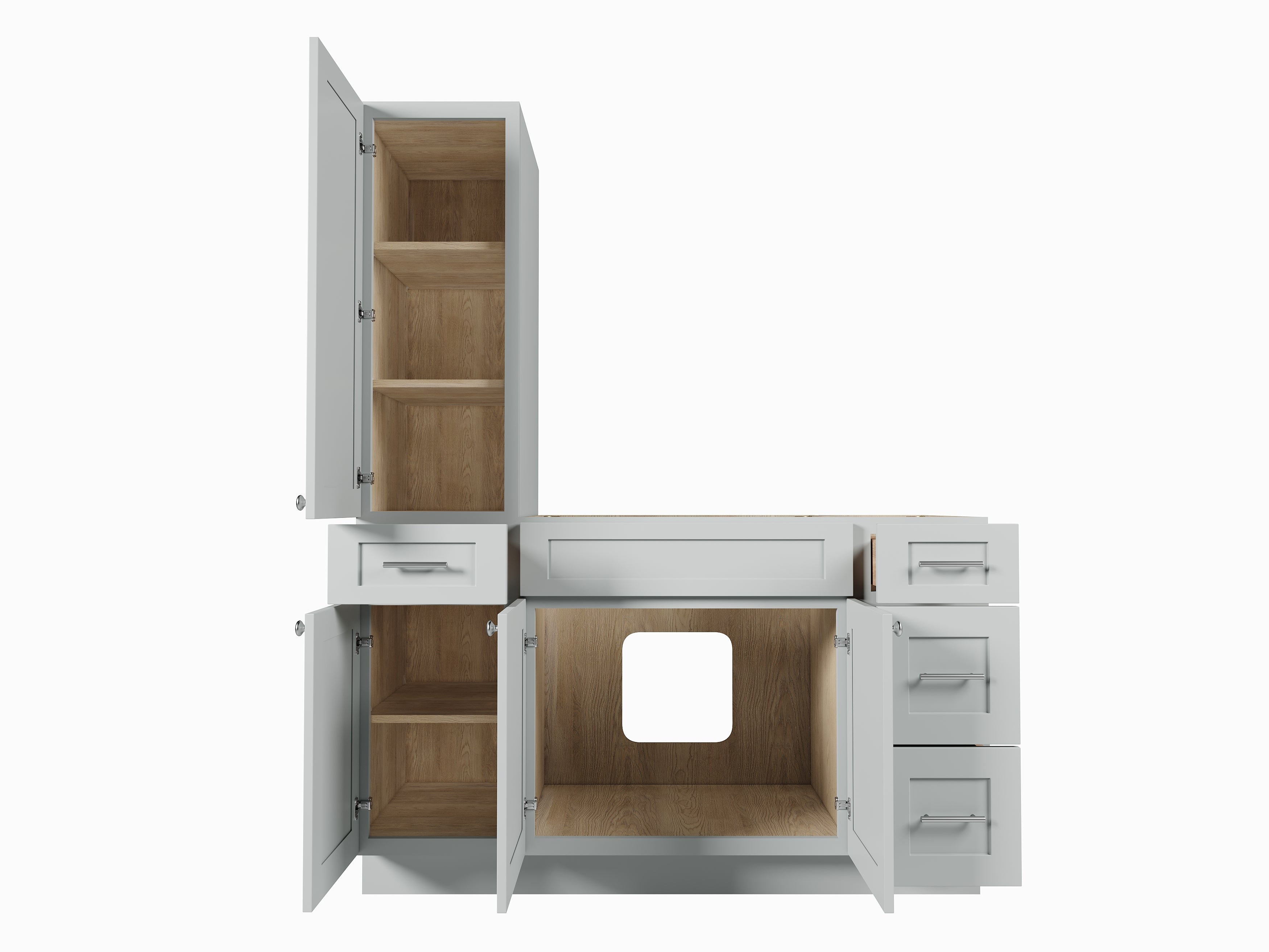 Disar 63'' Single Bathroom Vanity With Left Tall Linen Cabinet Dovetail Solid Wood Drawer Base Only