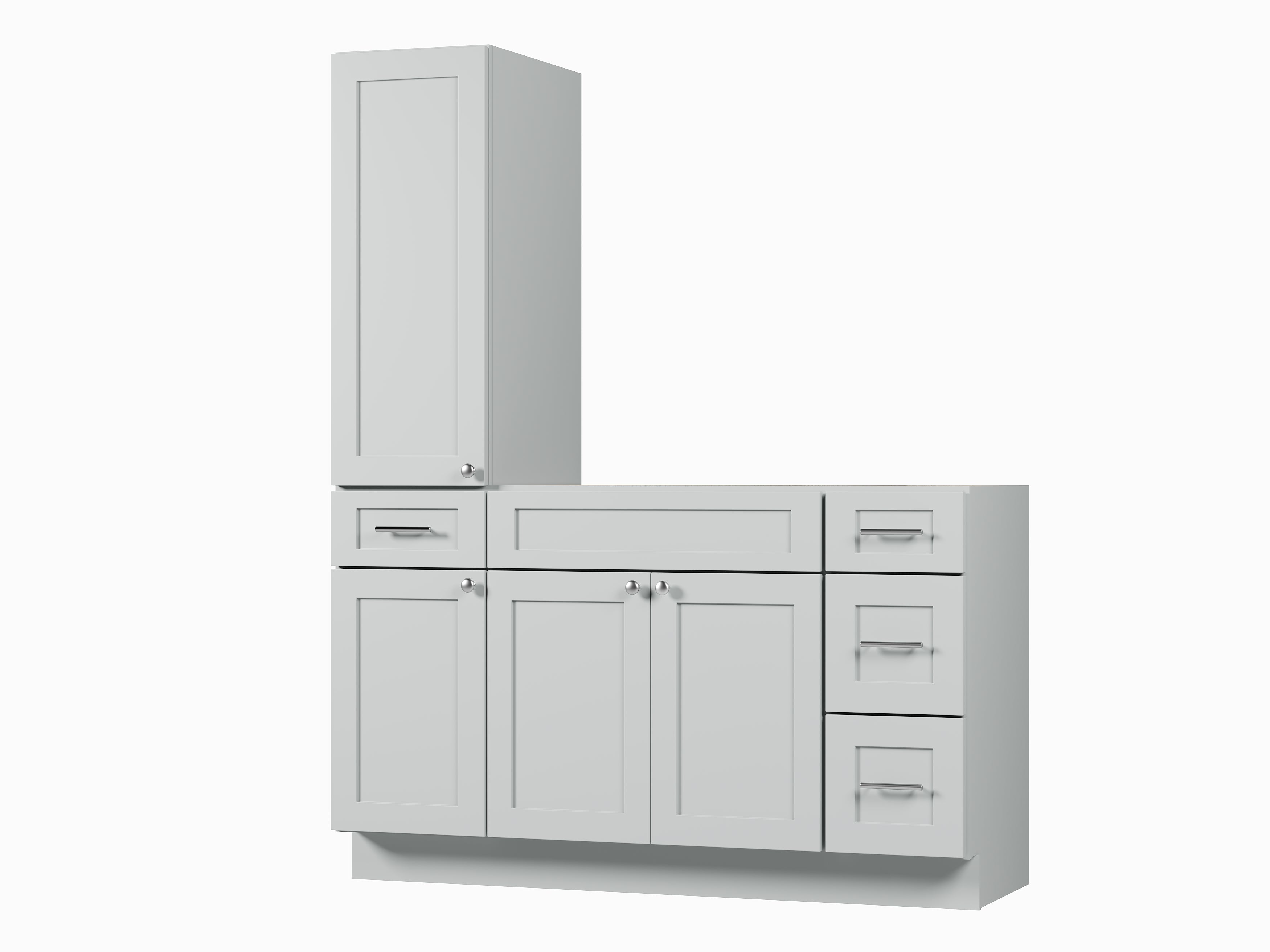 Disar 63'' Single Bathroom Vanity With Left Tall Linen Cabinet Dovetail Solid Wood Drawer Base Only